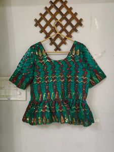Sequin Ethnic Custom Peplum Top