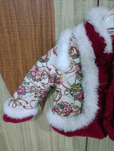 Royal look Floral Baby Jacket with Fur Trim