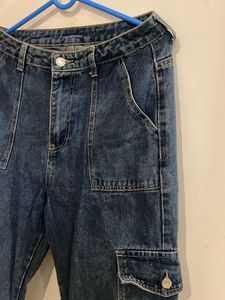 Blue Denim Cargo Pants