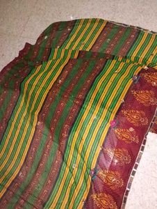 Striped Sari with Embellishments