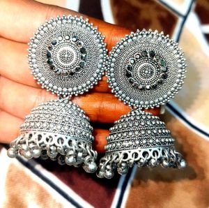Silver Jhumka Earrings