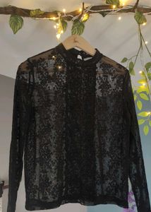 Black Lace Long Sleeve Top