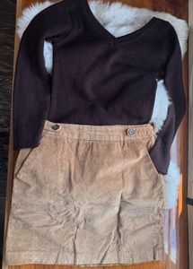 Corduroy Skirt &amp; Knit Top Set