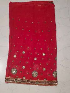 Red Embellished Saree