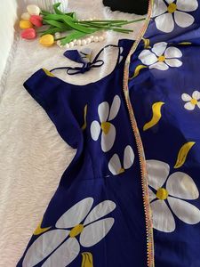Floral Blue Anarkali with Duppatta