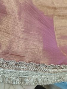 Tissue Golden Pink Saree With Beautiful Jari Lace