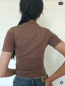 Brown Square Neck Top