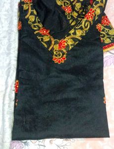 Embroidered Black Kurti Top