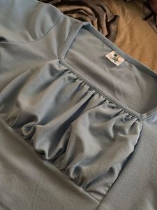 Powder Blue Square Neck Long Sleeve