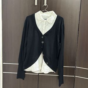 Black Cardigan with White Shirt