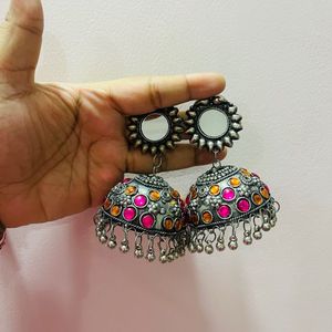 Oxidized Jhumka Earrings