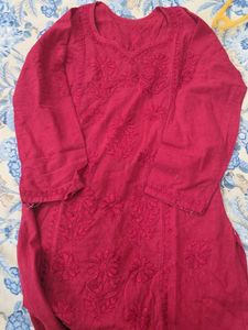 Red Embroidered Kurta