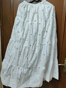 aesthetic Pinterest,White Floral Tiered Skirt,