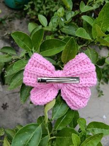 Pink Crochet Bow Hair Clip (All Colour Available)