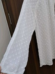 Classy White blouse Top With Self Design fabric