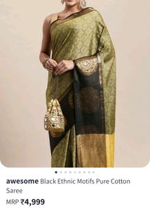 Saree With Black And Golden Border