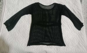 Black Mesh Long Sleeve Top