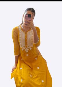 Mustard Embroidered Kurta Set