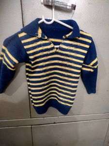 Green &amp; White Striped Baby Sweater