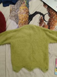 Green Fuzzy Pearl Detail Sweater