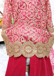 Beutiful Rose Pink Velvet Plazo Dress
