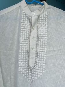 White Designer Embroidered Kurta set with pant fro