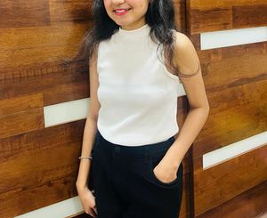 Sleeveless White Ribbed Top