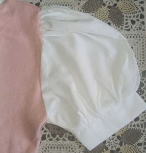 Pink V-Neck Korean Top