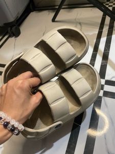 Beige Platform Slides