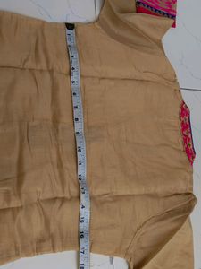 Beige And Blue Kurta Set With Duptta