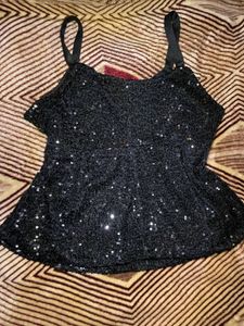 Black Sequin Y2k Cami Top