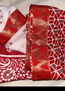 Red &amp; White Saree