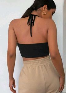 Black Halter Tie Top