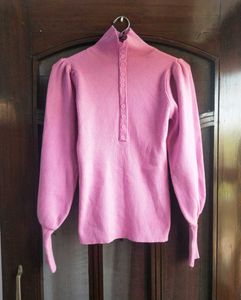 Pure Wool High neck Sweater Bishop Sleeves