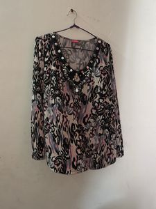 Patterned Embellished Top