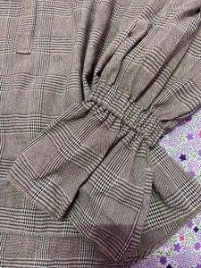 Plaid Blouse with Ruffle Sleeves