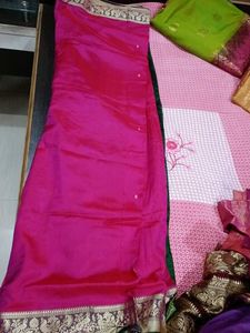 Pink &amp; Green Silk Saree