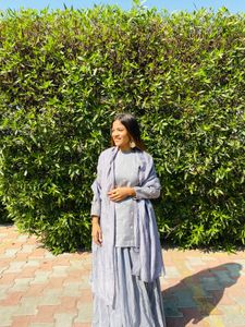 Gray Top and Sharara Set