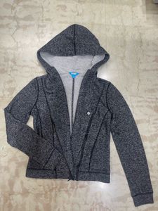 Gray Hoodie with Asymmetrical Zip