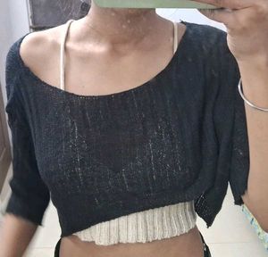 Knit Crop Top Combo Set