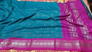 Teal & Pink Silk Saree