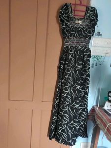 Green & Sandal Floral Maxi Dress
