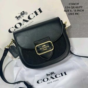 COACH MORGAN SADDLE BAG IN SIGNATURE CHAMBRAY