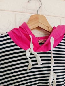 Striped Hoodie Top