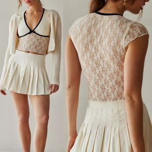 Lace Detail Top with Bow