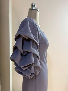 Pretty Puff Sleeves Slit Dress