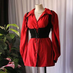 Red Oversized Shirt Without Shoulder Belt