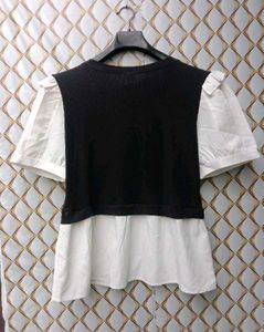 New With Tag Asthetic Korean Cute Double Top