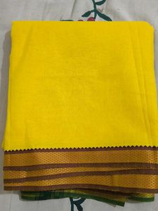 Yellow Dhoti with Green Border