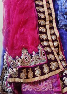 Navy Blue Lehenga Choli With Pink Dupatta